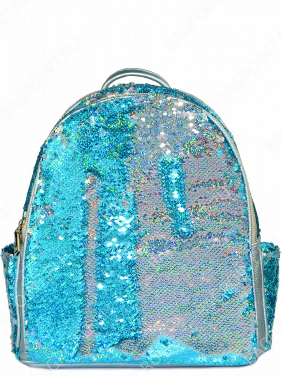 Рюкзак с пайетками Nikki голубой-серебряный на А4