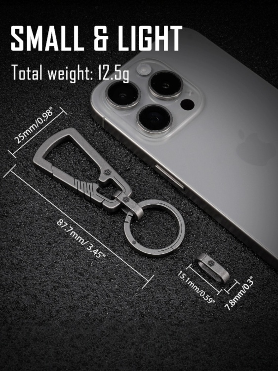 Карабин для ключей титановый KeyUnity® KM22 Titanium Stonewashed