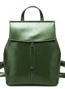 Зеленый кожаный женский рюкзак