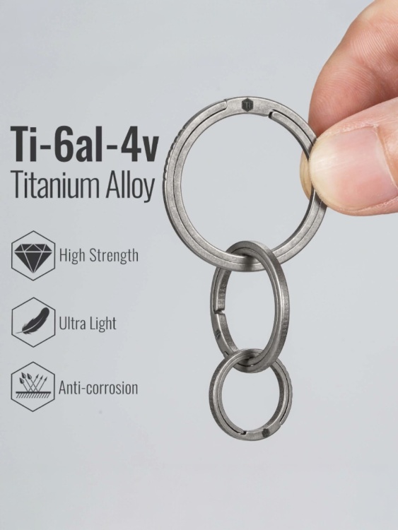 Набор титановых колец (S, S, S) KeyUnity® KA10, 3 шт. Stonewashed