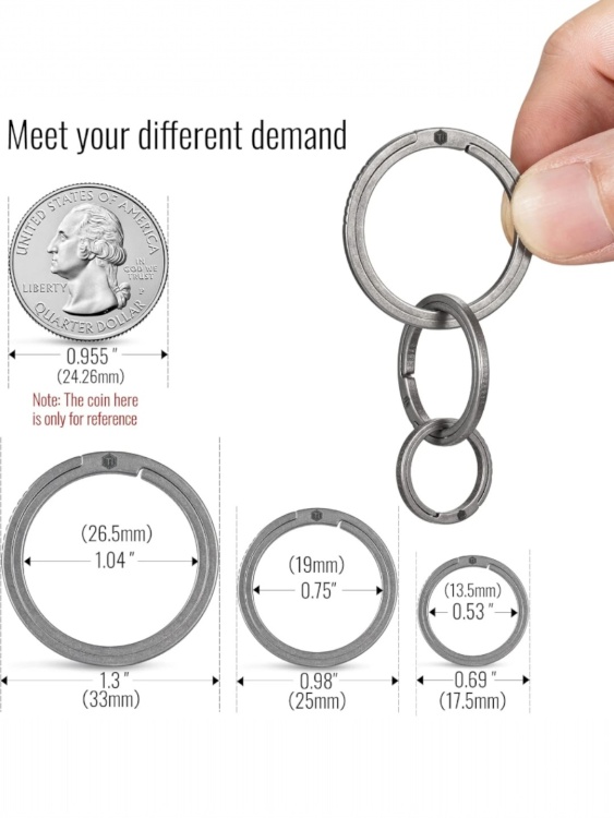 Набор титановых колец (S, S, S) KeyUnity® KA10, 3 шт. Stonewashed