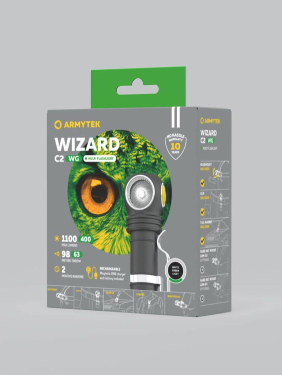 Фонарик ARMYTEK® Wizard C2 WG (Белый свет+Зеленый)
