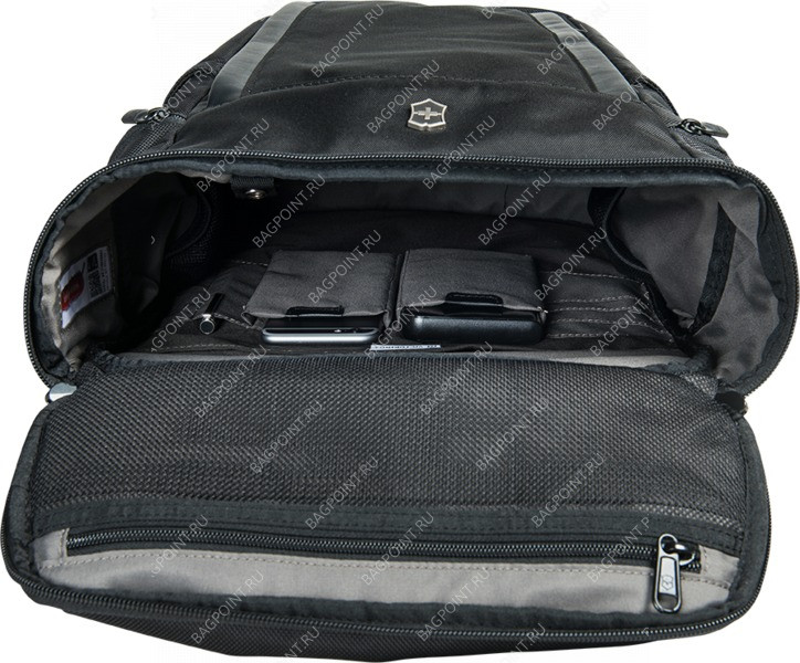 Рюкзак VICTORINOX Altmont Professional Deluxe Fliptop Laptop Backpack 15''с отделением для планшетного компьютера и со съёмным органайзером, чёрный,  баллистическая плетёная полиэфирная ткань, 33x24x4
