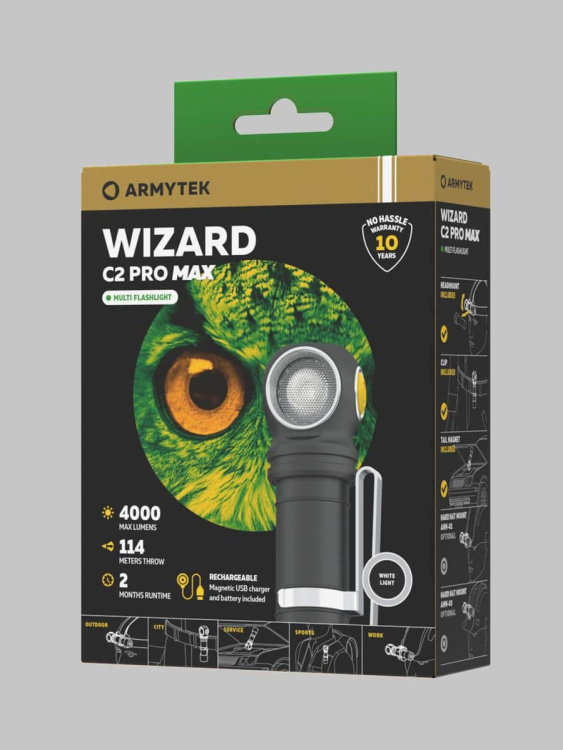 Фонарик ARMYTEK® Wizard C2 PRO MAX (Белый свет)