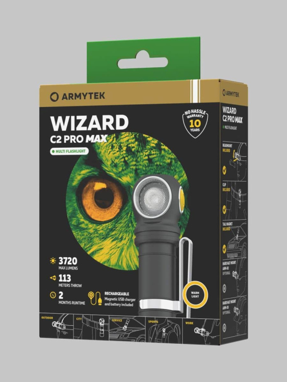 Фонарик ARMYTEK® Wizard C2 PRO MAX (Теплый свет)