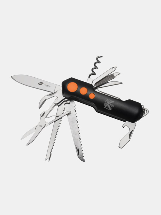 Нож перочинный STINGER®, 96 мм, 15 функций, (Черный/Оранжевый)