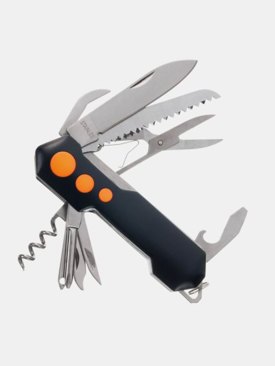 Нож перочинный STINGER®, 96 мм, 15 функций, (Черный/Оранжевый)