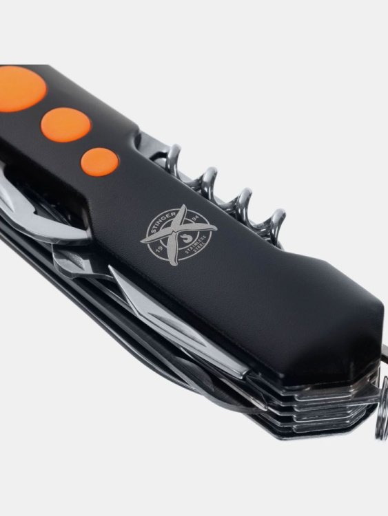 Нож перочинный STINGER®, 96 мм, 15 функций, (Черный/Оранжевый)