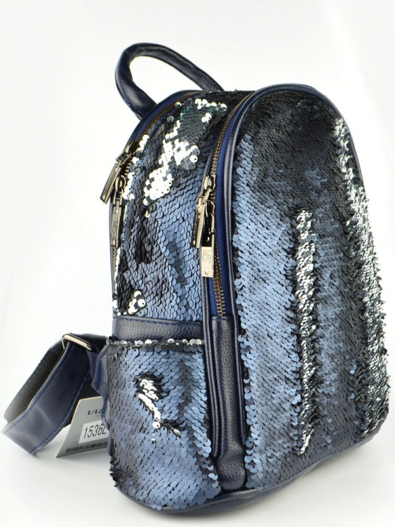 Рюкзак с пайетками-перевертышами Valensiy Темно-синее серебро