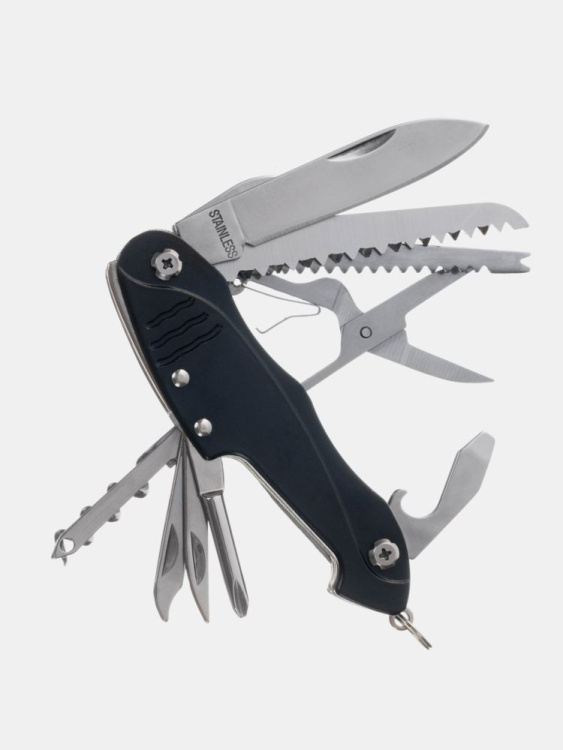 Нож перочинный STINGER®, 96 мм, 15 функций (Черный)