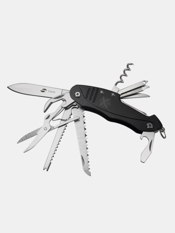 Нож перочинный STINGER®, 96 мм, 15 функций (Черный)