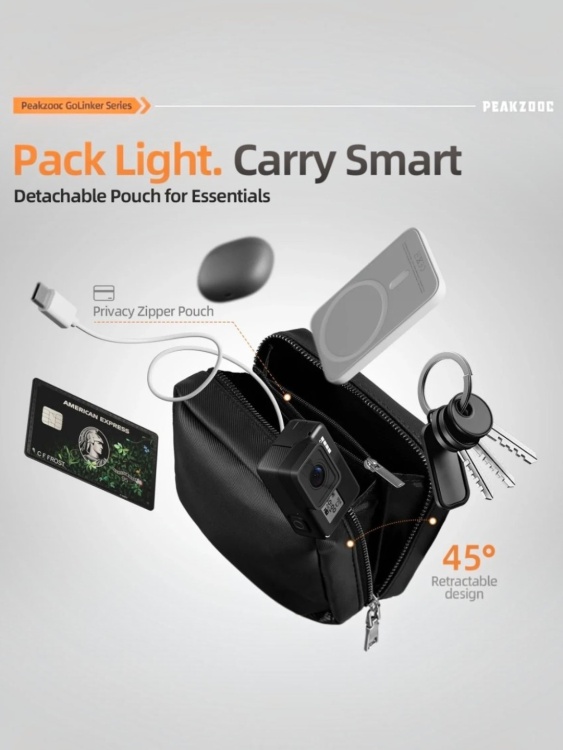 Ланьярд с подсумком PEAKZOOC® Phone Lanyard Kit Серый