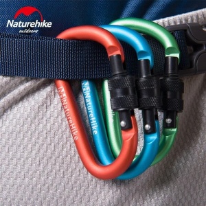Карабин Naturehike® D Shaped 8см. с замком.  2 цвета