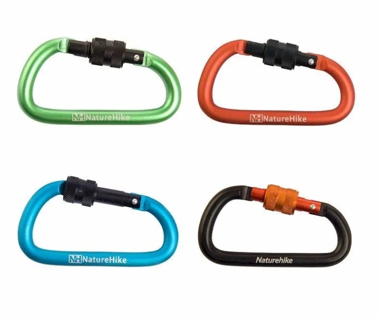 Карабин Naturehike® D Shaped 8см. с замком. 2 цвета