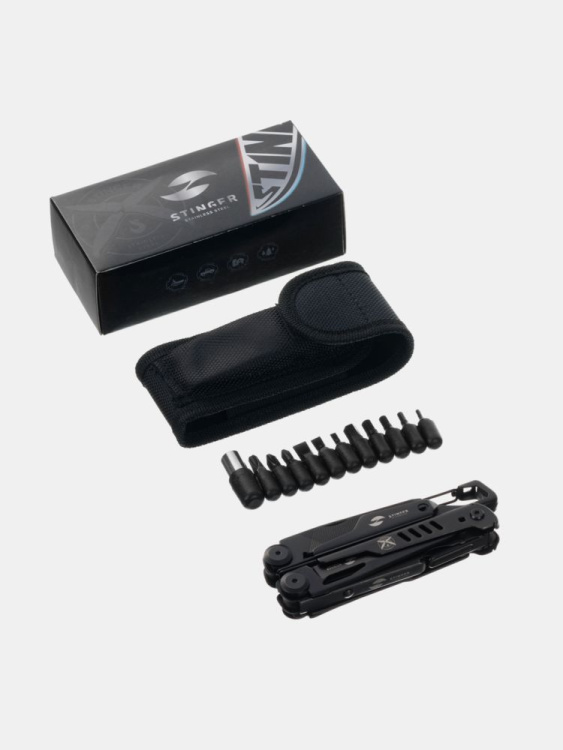 Мультитул STINGER®, 115 мм, 14 функций (Черный)