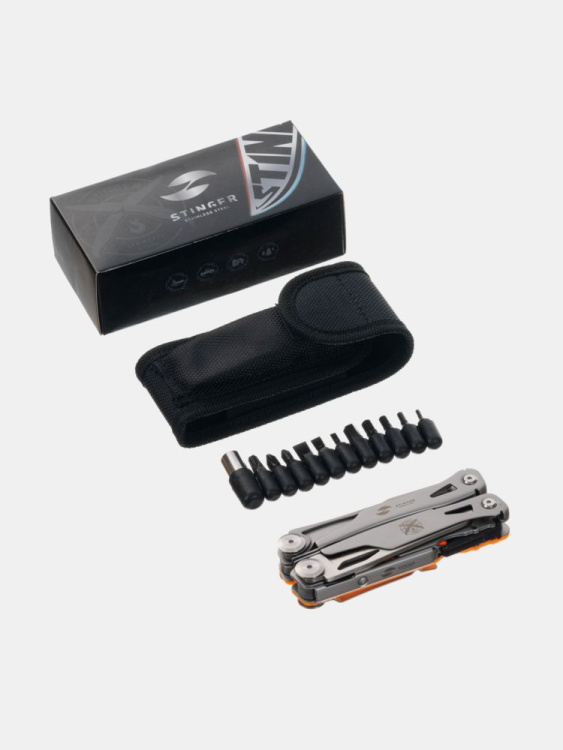 Мультитул STINGER®, 106 мм, 14 функций (Оранжевый)